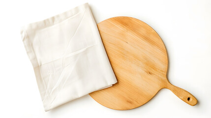 Wall Mural - Empty pizza board and napkins top view isolated on white : Generative AI