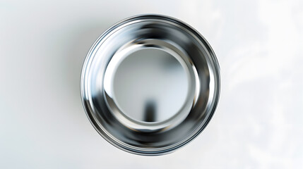 Aufkleber - Top view of empty stainless steel bowl isolated on white : Generative AI