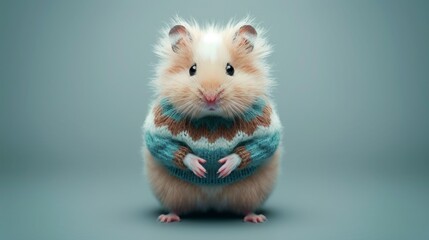 Wall Mural - Cute hamster in sweater. 3D vector illustration.