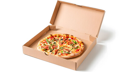 Poster - Blank Cardboard Pizza Box with Copy Space for Your Design on a white background : Generative AI