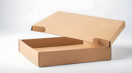 Poster - Blank Cardboard Pizza Box with Copy Space for Your Design on a white background : Generative AI
