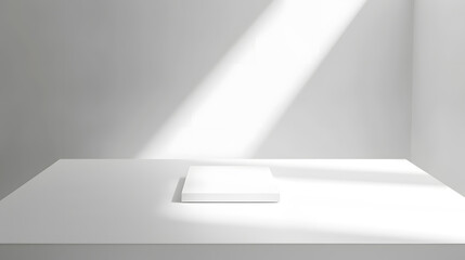 Leinwandbilder - Empty white table top mock up white desk and white background : Generative AI