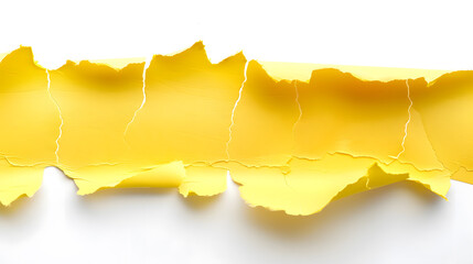 Leinwandbilder - Yellow ripped paper torn edges strips isolated on white background : Generative AI
