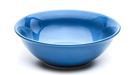 Poster - Empty blue ceramic bowl isolated on white background with clipping path High angle view of deep round blue bowl isolated : Generative AI