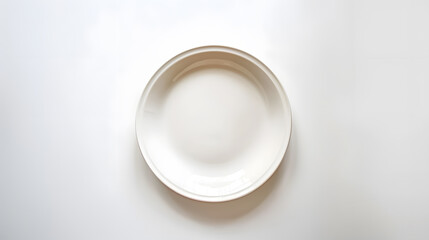 Aufkleber - Clean empty ceramic plate isolated on white : Generative AI