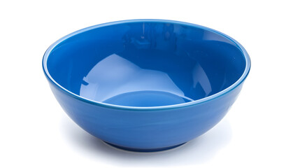 Wall Mural - Empty blue ceramic bowl isolated on white background with clipping path High angle view of deep round blue bowl isolated : Generative AI