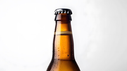 Aufkleber - empty beer bottle made of brown glass isolated on a white background : Generative AI