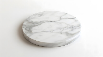 Aufkleber - White marble stone table top isolated on white background for product display : Generative AI