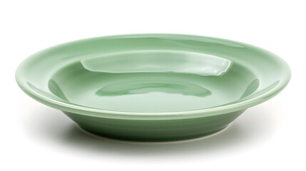 Poster - empty green ceramic plate isolated on white background : Generative AI