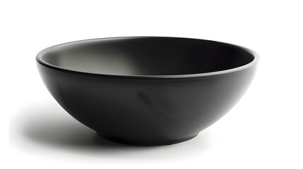 Poster - Empty single black ceramic bowl isolated on white background with clipping path side view closeup horizontal format : Generative AI