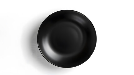 Poster - Empty black plate top view isolated on white background : Generative AI