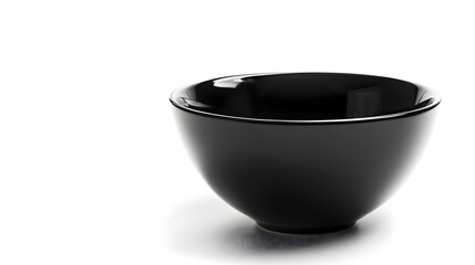Poster - Empty single black ceramic bowl isolated on white background with clipping path side view closeup horizontal format : Generative AI