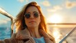 © rabbit75_fot - Fashion portrait of a senior female model on yacht in sea.