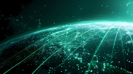 Wall Mural - abstract digital globe network lines and dots. futuristic technology concept. glowing connectivity b