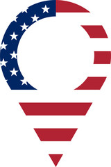 Wall Mural - USA location pin, gps marker, made in United States symbol