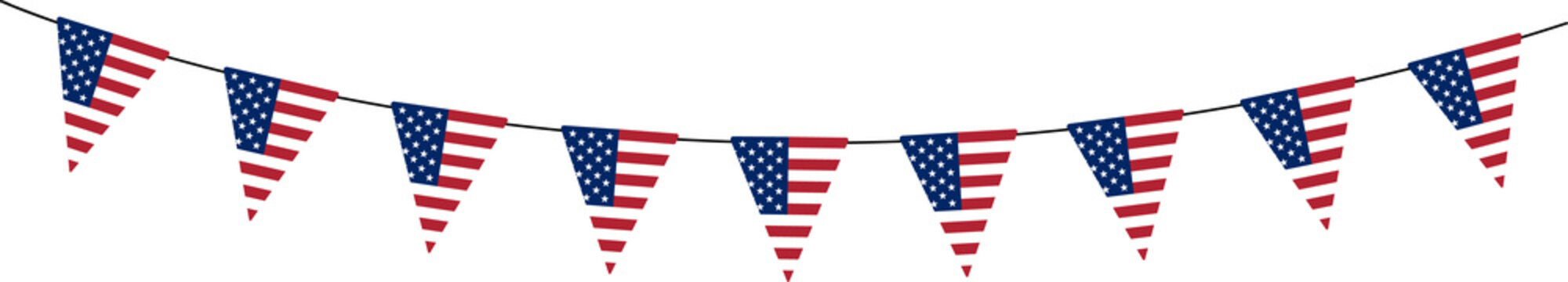 Fourth of July pennants, USA flag bunting garland