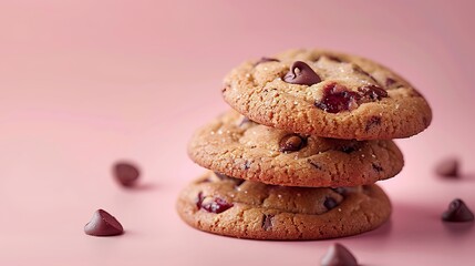 A closeup of Cherry chocolate chip cookies