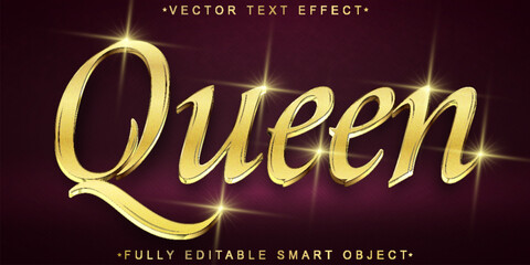 Wall Mural - Golden Bright Luxury Historic Queen Vector Fully Editable Smart Object Text Effect