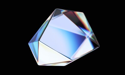 abstract iridescent shape, colorful crystal, 3d render