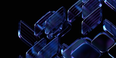 Wall Mural - abstract geometric blocks on a black background, 3d render