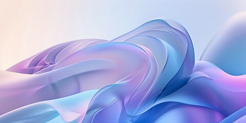 Wall Mural - abstract shapes in blue and purple, 3d render with flowing, ribbon-like forms, modern digital artwor