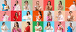 © Pixel-Shot - Collage with many beautiful Indian women on color background