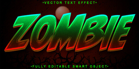 Wall Mural - Cartoon Horror Zombie Vector Fully Editable Smart Object Text Effect
