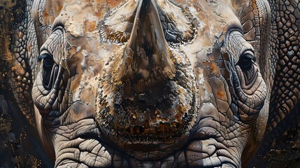 Wall Mural - Close up portrait of rhinoceros
