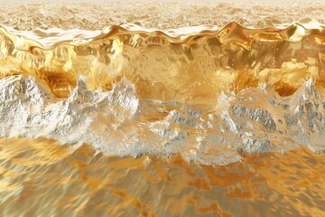 Wall Mural - Luxury gold texture. A piece of the sea. 3d illustration, 3d