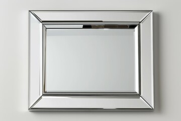 Canvas Print - A silver framed mirror with a white background