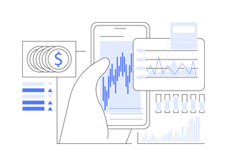 Wall Mural - cryptocurrency trading app isolated cartoon vector illustrations.