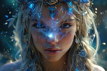 Wall Mural - Enchanting Sorceress: A Digital Spellbinding Masterpiece