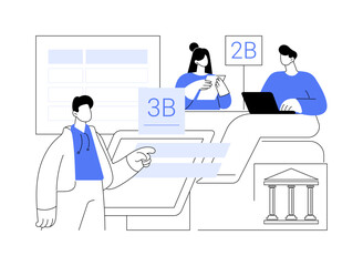 Poster - Bank queue management system isolated cartoon vector illustrations.