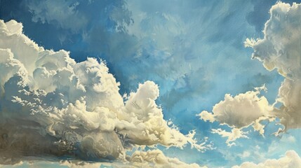 Canvas Print - On a November afternoon the gentle rain falls against a backdrop of blue skies adorned with patches of gray and white clouds accompanied by a whispering wind