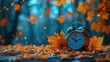© rizky - Antique alarm clock on a wooden table in autumn