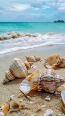 Wall Mural - Shells on sandy beach shoreline