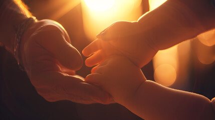 farther and son  hold ones hands : Generative AI