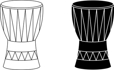 Wall Mural - outline silhouette djembe icon set