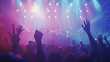 © Generative AI - cheering crowd at rock concert in front of bright lights : Generative AI