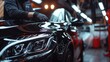 © printartist - Car detailing specialist installing protective transparent foil or Car wrapping specialist putting vinyl foil or film on car