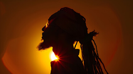 Wall Mural - Very Nice Image Silhouette of a rastafarian Man : Generative AI