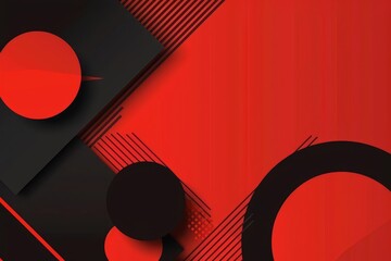 Canvas Print - striking vector background with bold geometric shapes in black and red copy space for text abstract design