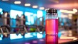 In a bustling gym, a shaker bottle filled with a potent energy-boosting mixture sits on a stainless steel counter Generative AI