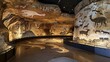 An educational exhibit about the Lascaux caves, with replicas of the cave paintings and interactive displays for visitors to learn about prehistoric art, Close up