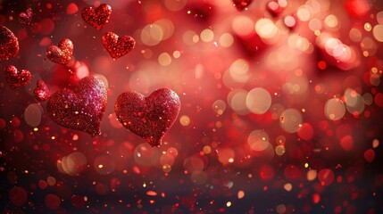 Canvas Print - Heartwarming Valentine's Day Background with Flying Hearts