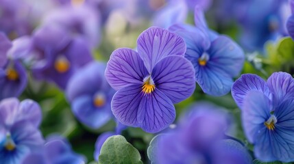 Wall Mural - Close up of spring violet blossoms