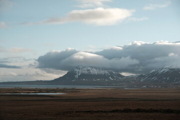 Iceland landscape mountain and sea 