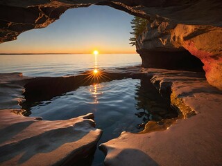 Sticker - beautiful view of the sea with cave