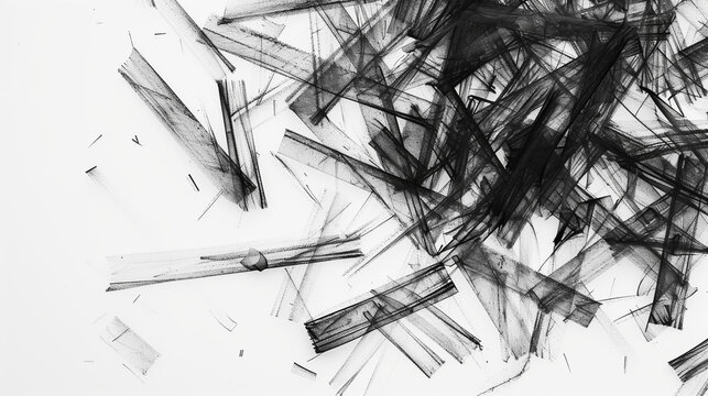 See-Through Charcoal Pencil Scribbles on Clear White Background, Transparent Charcoal Pencil Sketches on Clear White Background