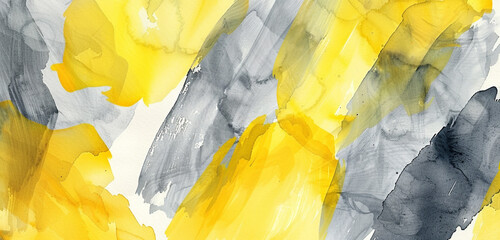 Poster - Watercolor strokes in lemon & gray blend liveliness.